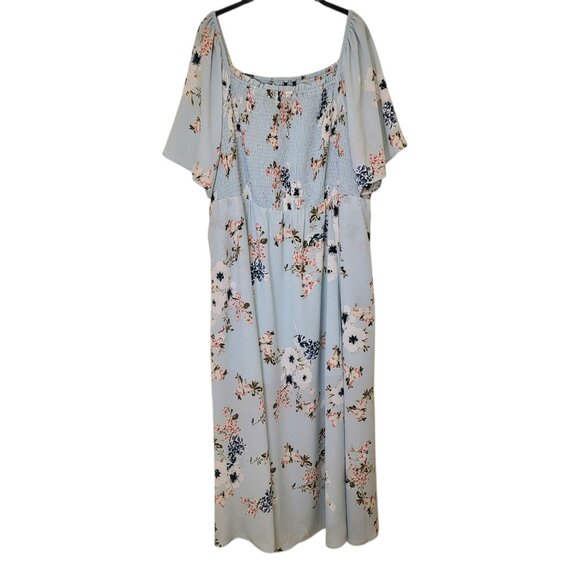 BloomChic Dresses & Skirts - Womens Bloomchic Spring Summer Romantic Bohemian Blue Floral Maxi Dress Sz 22-24